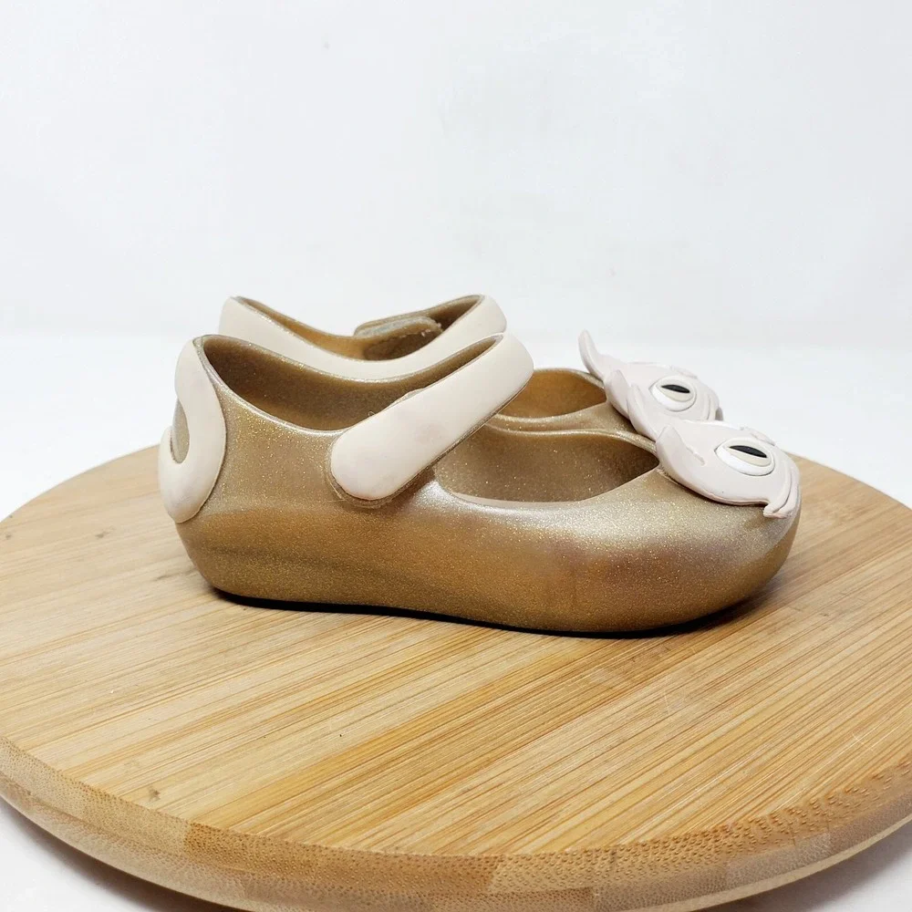 Mini Melissa Shoes Kids 7‎ Cat Gold Glitter Sparkle Kitty Mary Jane Ultragirl